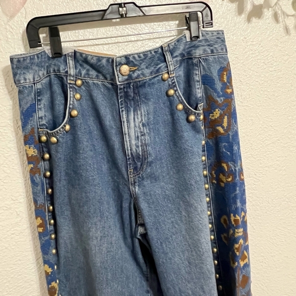 NWT Farm Rio Denim Metal Details Embroidered High Waist Jeans - Picture 5 of 11